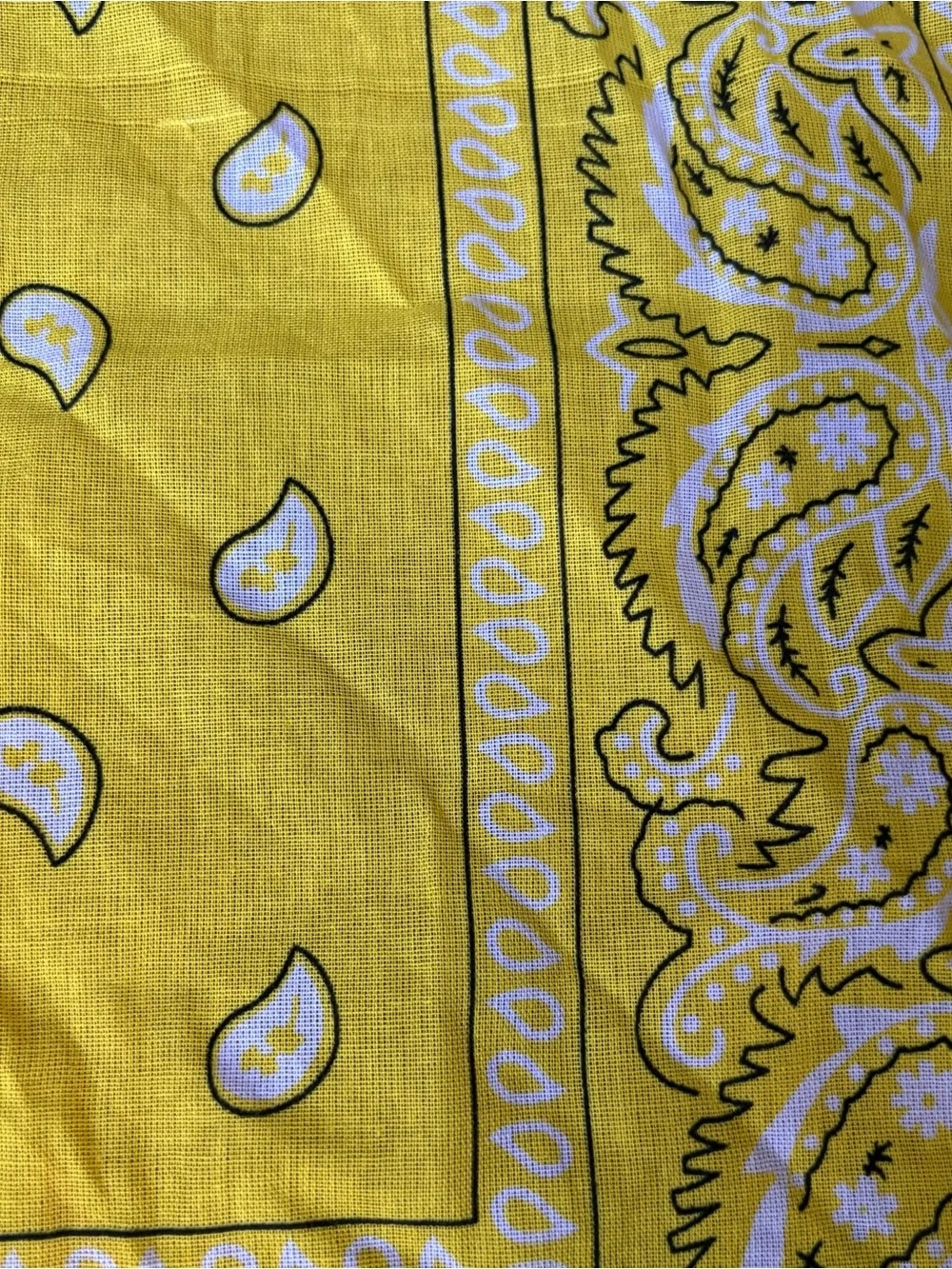 Classic Yellow Paisley 100% Cotton Bandana Handkerchief